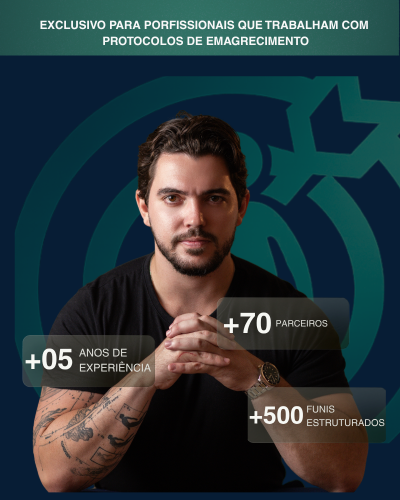 Arte principal da MedFlux: exclusivo para profissionais que trabalham com protocolos de emagrecimento — +05 anos de experiência, +70 parceiros, +500 funis estruturados